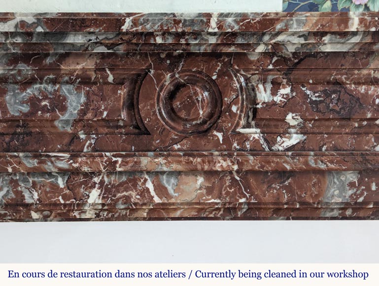 Cheminée de style Louis XVI en marbre Rouge du Nord Cheminée de style Louis XVI en marbre Rouge du Nord-1