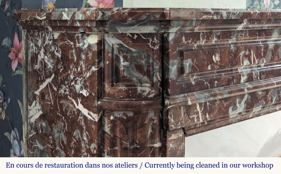 Cheminée de style Louis XVI en marbre Rouge du Nord Cheminée de style Louis XVI en marbre Rouge du Nord-3