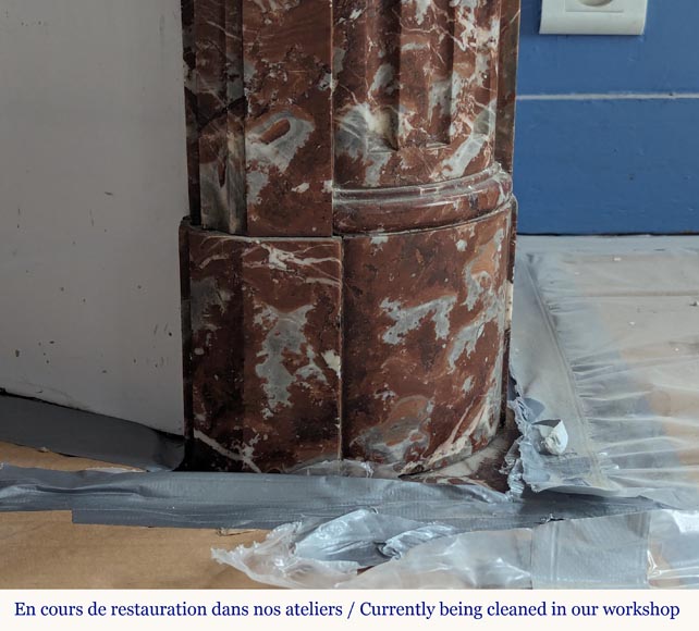 Cheminée de style Louis XVI en marbre Rouge du Nord Cheminée de style Louis XVI en marbre Rouge du Nord-6