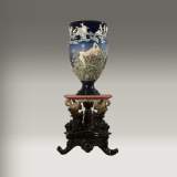 Louis-Robert CARRIER-BELLEUSE et FAÏENCERIE DE CHOISY LE ROI : "Uranie" exceptionnel vase en grès. Exposé en 1902.