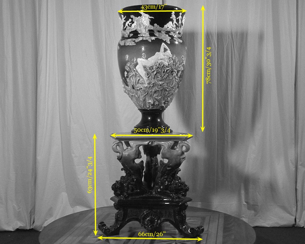 Louis-Robert CARRIER-BELLEUSE et FAÏENCERIE DE CHOISY LE ROI : "Uranie" exceptionnel vase en grès. Exposé en 1902.-4