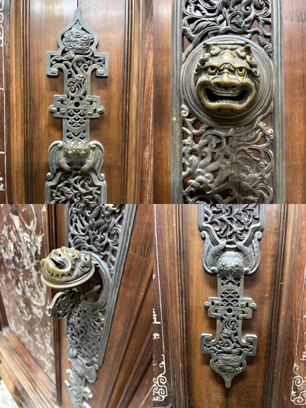 DAÏ NIPPON, Cabinet japonisant à marqueterie de nacre. DAÏ NIPPON, Cabinet japonisant à marqueterie de nacre.-6