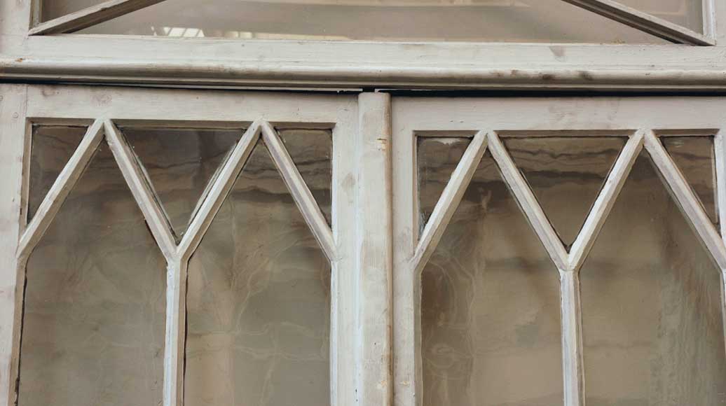 Fenêtre vitrée en bois d'époque Restauration -9