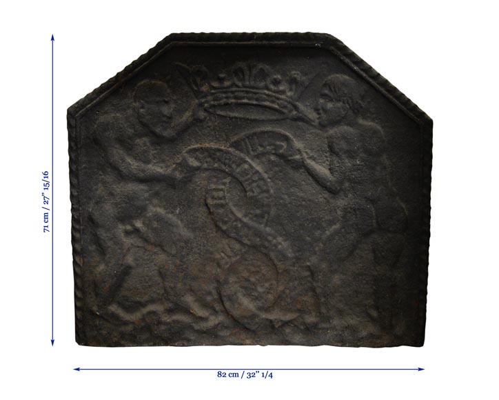 Rare plaque de cheminée ancienne du XVIIè siècle avec Satan-6