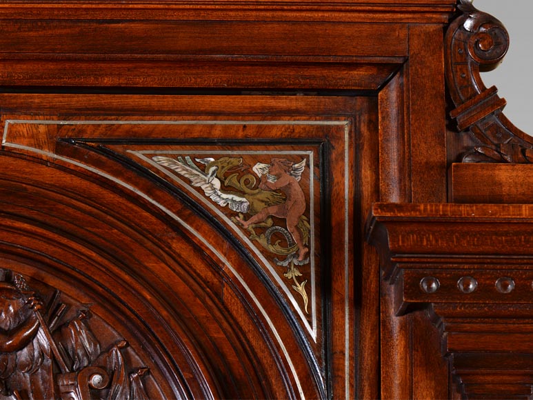 Richard COURMONT & Cie, Crédence à tiroirs secrets de style Néo-Renaissance  « Entrevue de Louis XII et de Ludovic Sforza  dans la ville de Milan 1496 »-9