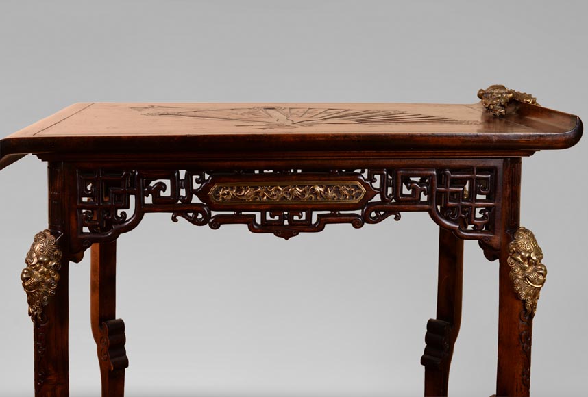 Gabriel VIARDOT(1830-1906) (Att. à) - Petite table japonisante à l'éventail-2