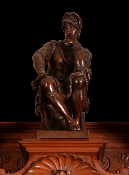  MAZAROZ-RIBAILLIER & SOYER Théophile — Important cabinet de présentation de style Néo-Renaissance en noyer sculpté, à émaux peints-11