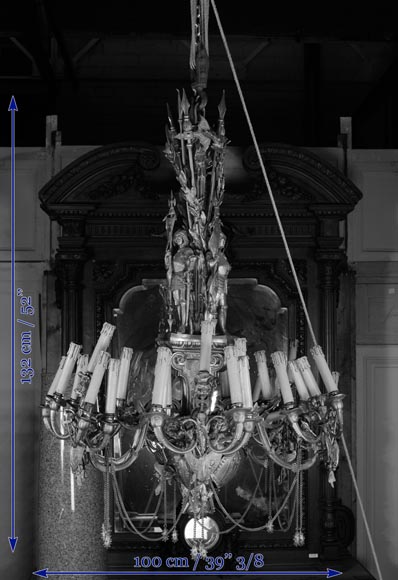 Jean-François-Théodore GECHTER (1795–1844 ) & Nicolas-Germain CHARPENTIER (1807–1864), Ensemble comprenant un lustre et une paire d’appliques aux porte-étendards et trophées-20