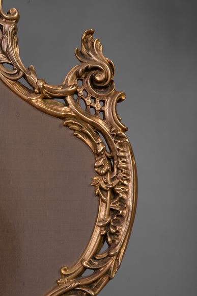 Pare-étincelles au Cupidon de style Louis XV, en bronze poli verni, années 1970-4