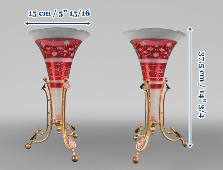 BACCARAT, Paire de vases montés, vers 1878-8