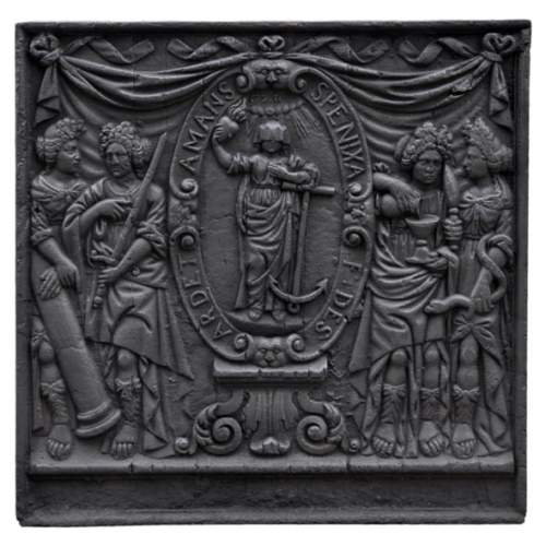 Plaque de cheminée ancienne au décor janséniste, XVIIIème siècle