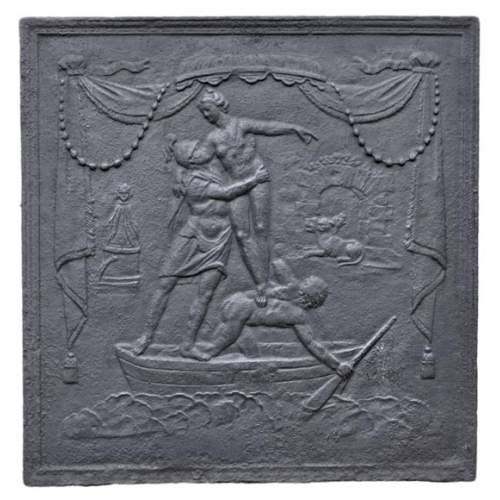 La descente aux Enfers d'Enée - Plaque de cheminée ancienne de style Louis XVI 