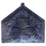 Plaque de cheminée ancienne aux armes de France et aux lions, XVIIème siècle