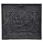 Grande plaque de cheminée ancienne de style Louis XV représentant Diane et les sages, XVIIIème siècle