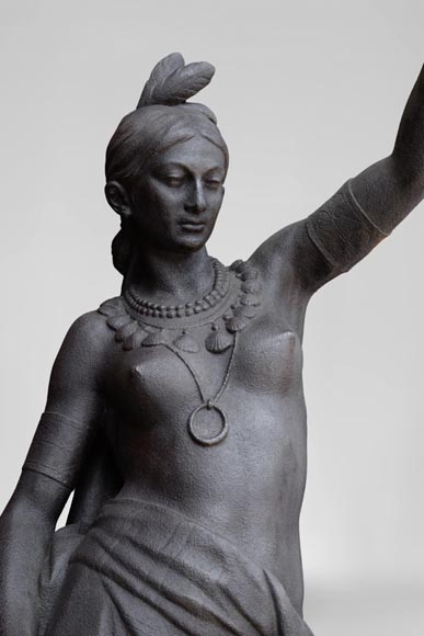 Fonderie du Val d'Osne - Belle paire de statues aux indiens en fonte -12