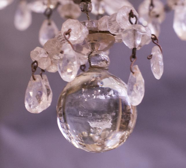 Lustre cage de style Louis XV en cristal de roche et métal doré-5