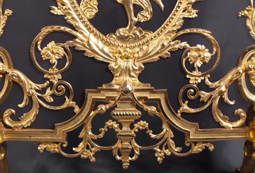 Pare-étincelles ancien de style Napoléon III en bronze à la danseuse-6