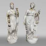 Groupe statuaire en plâtre Hébé et Terpsichore