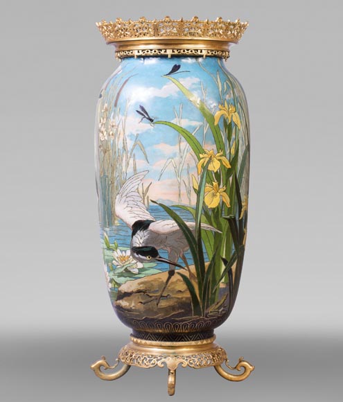 André-Fernand THESMAR et Ferdinand BARBEDIENNE, rare et grand vase japonisant -0