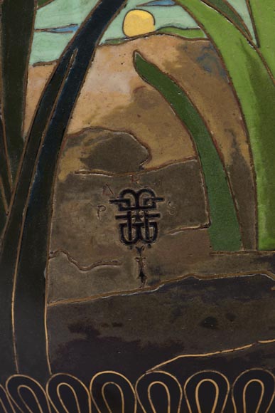 André-Fernand THESMAR et Ferdinand BARBEDIENNE, rare et grand vase japonisant -12