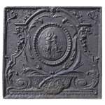 Daphné et Apollon, plaque de cheminée ancienne de style Louis XVI au décor mythologique
