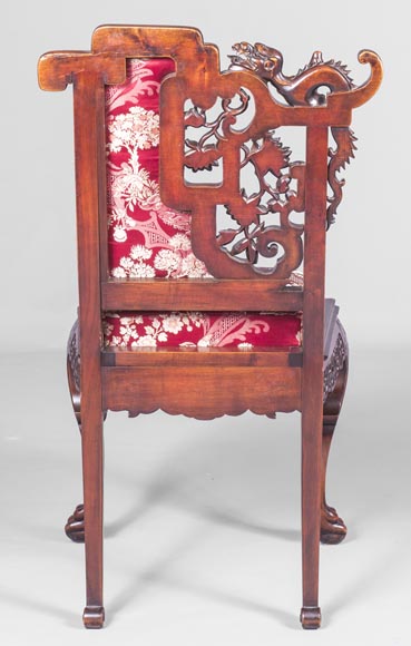 Cyrille RUFFIER DES AIMES (1844-1916) - Ensemble de deux chaises et un fauteuil d'inspiration extrême-orientale-27