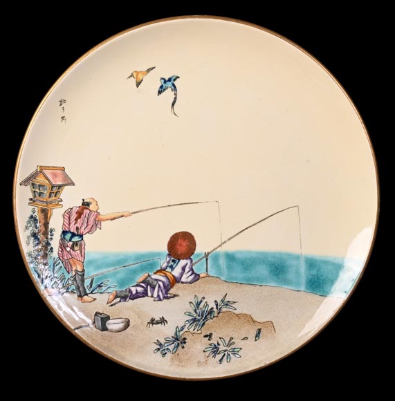 Manufacture Jules Vieillard & Cie, service de 9 assiettes japonisantes-7