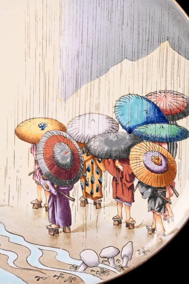 Manufacture Jules Vieillard & Cie, service de 9 assiettes japonisantes-18