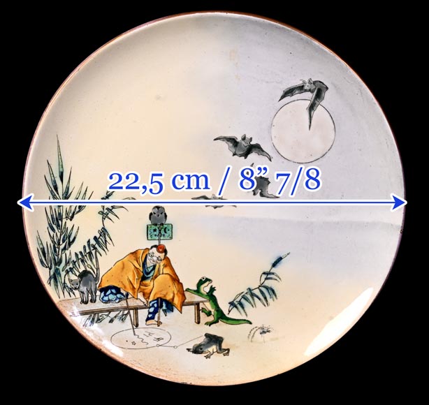Manufacture Jules Vieillard & Cie, service de 9 assiettes japonisantes-20
