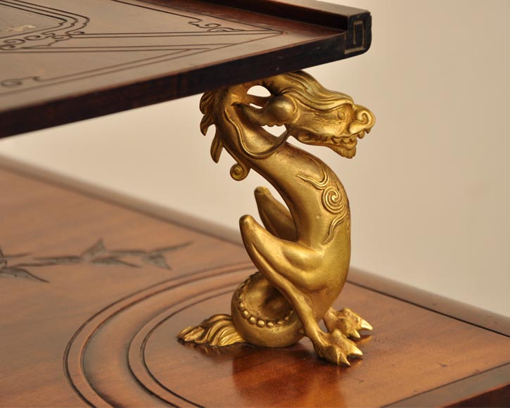 Gabriel Viardot (attribué à) - Table japonisante à ornements de bronzes dorés-3