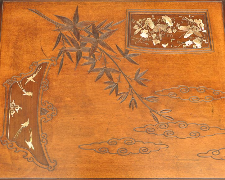 Gabriel Viardot (attribué à) - Table japonisante à ornements de bronzes dorés-6