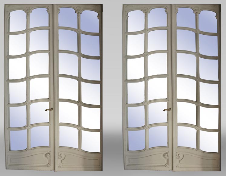 Paire de double portes à miroirs de style Napoléon III-0