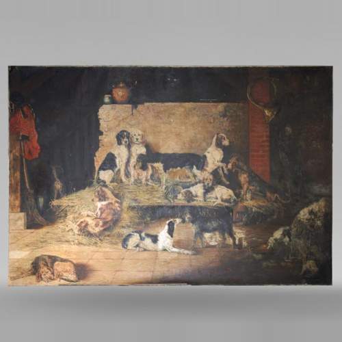 RICARD AUGUSTINE, « Après la chasse » Salon de 1885