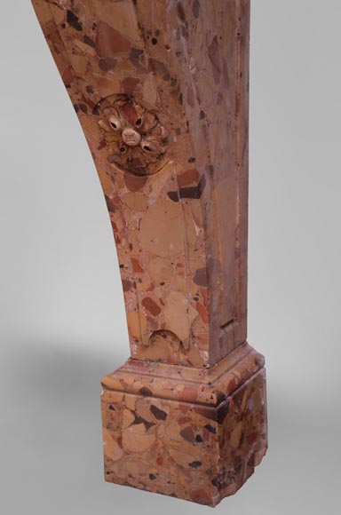 Importante console ancienne Napoléon III en marbre Brèche d'Alep-6