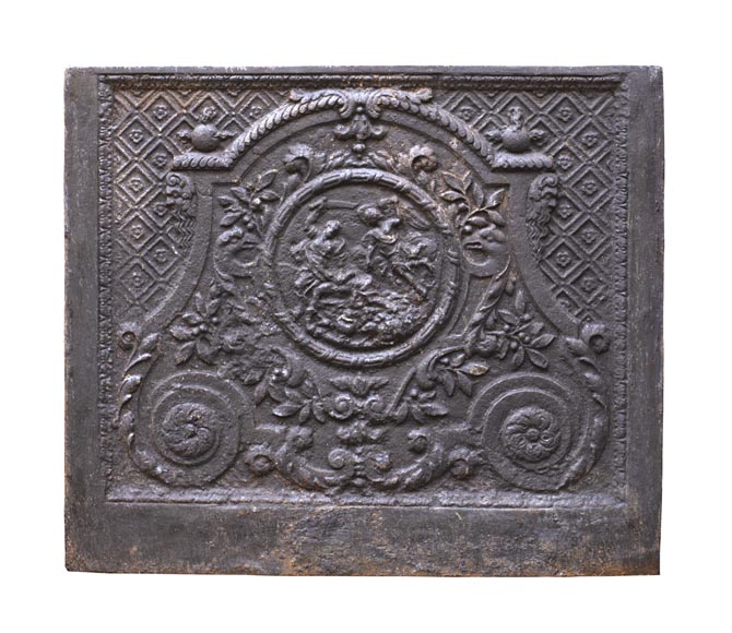Plaque de cheminée ancienne représentant le Sacrifice d'Isaac-0