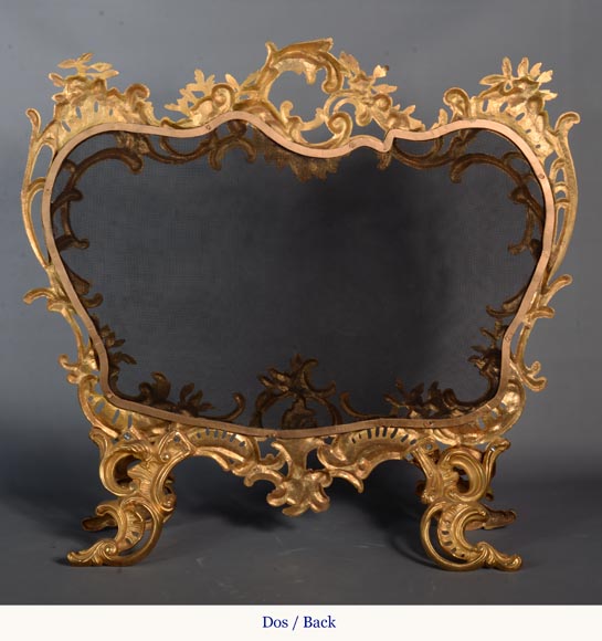 Très riche pare étincelle de style Louis XV en bronze doré-6