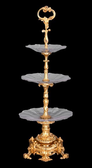 Centre de table de style Napoléon III en bronze doré et cristal taillé, vers 1850-2
