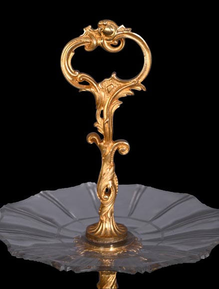 Centre de table de style Napoléon III en bronze doré et cristal taillé, vers 1850-3