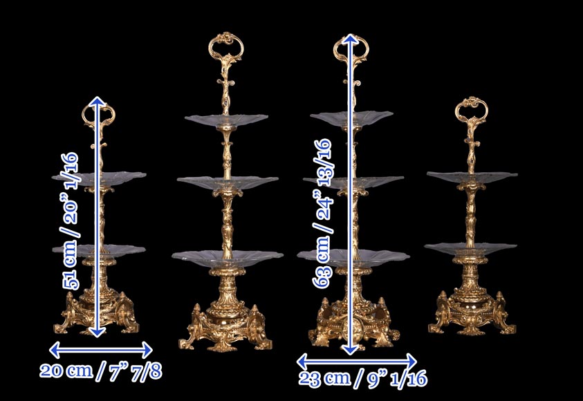 Centre de table de style Napoléon III en bronze doré et cristal taillé, vers 1850-10