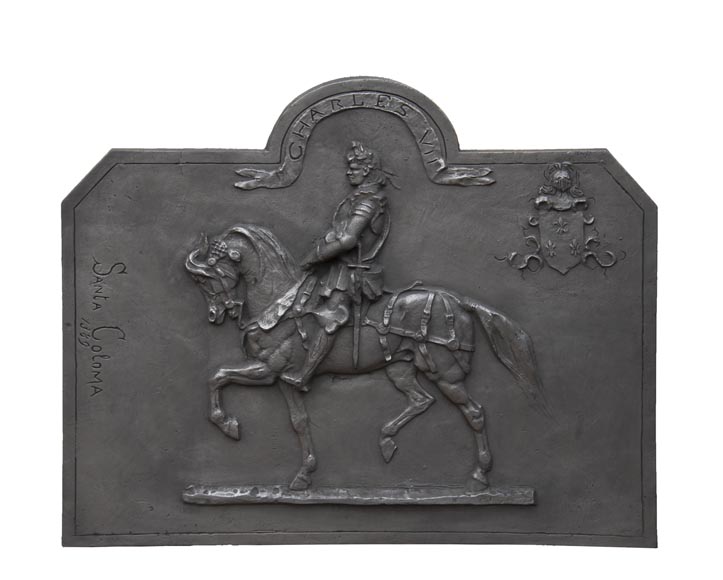 Plaque de cheminée du XXe siècle, à l'effigie du Roi Charles VII-0