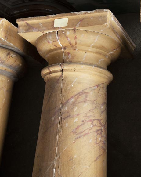 Ensemble de colonnes en bois peint imitation marbre-3