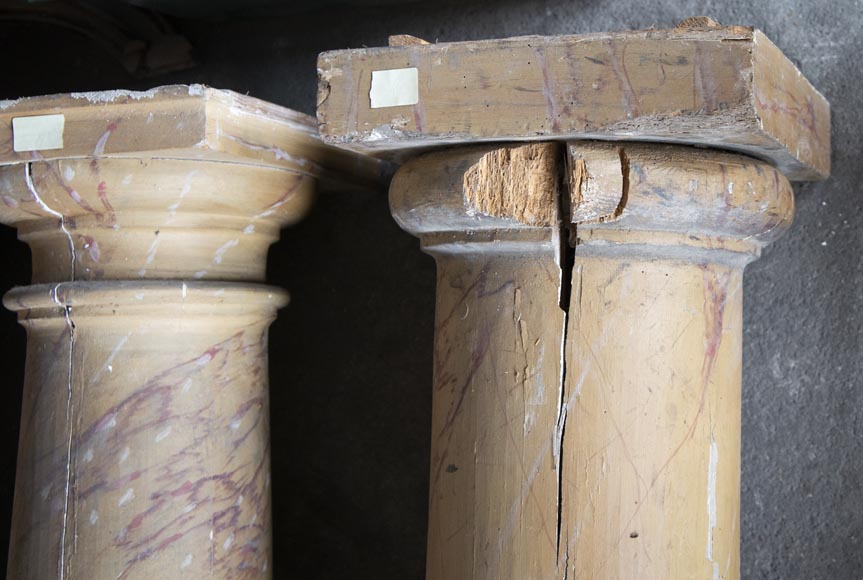 Ensemble de colonnes en bois peint imitation marbre-4