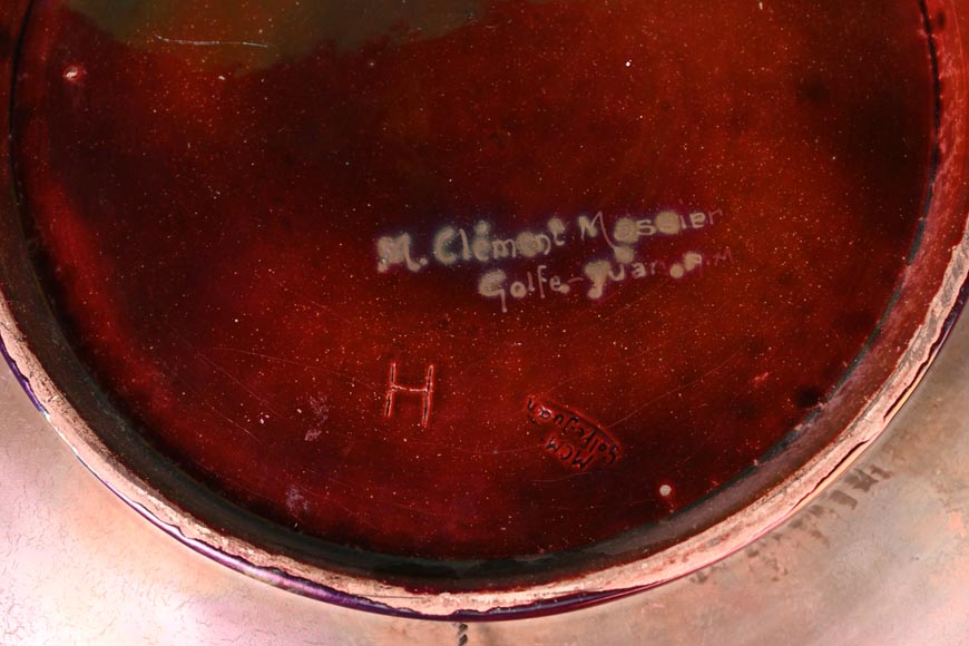 Clément MASSIER, Allégorie de Dante, plat en céramique émaillée à couverte irisée-5