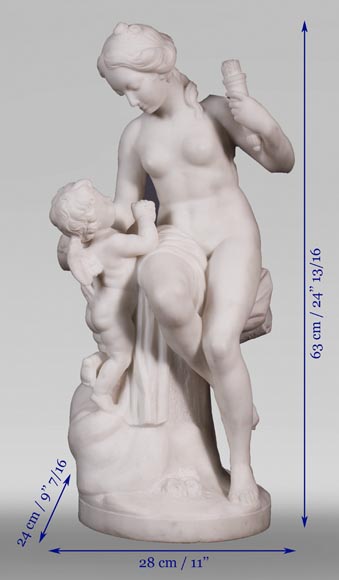 Etienne Maurice FALCONET (d'après) - Vénus retirant le carquois de Cupidon, en marbre de Carrare-11