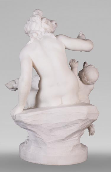 CLODION (d'après) - Faunesse et Amour en marbre-7