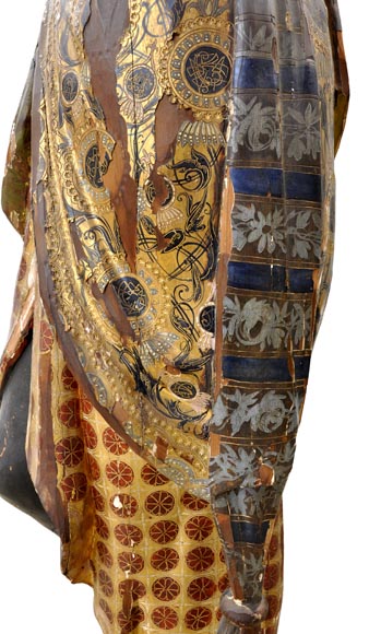 Nubienne porte-torchère en bois polychrome sculpté et doré-3