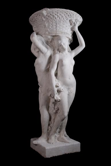 Alphonse MONCEL de PERRIN (1866-1930) - « Les trois Grâces », Importantes sculptures de jardin en marbre de Carrare -1