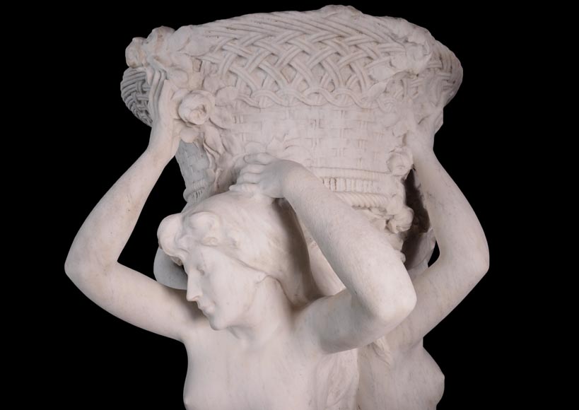 Alphonse MONCEL de PERRIN (1866-1930) - « Les trois Grâces », Importantes sculptures de jardin en marbre de Carrare -7