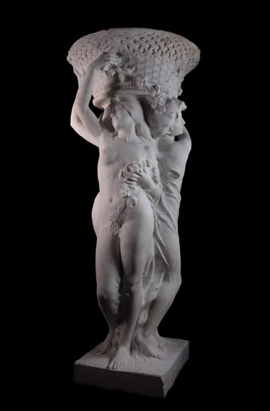 Alphonse MONCEL de PERRIN (1866-1930) - « Les trois Grâces », Importantes sculptures de jardin en marbre de Carrare -10