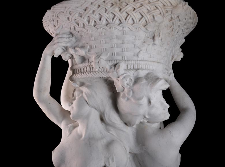 Alphonse MONCEL de PERRIN (1866-1930) - « Les trois Grâces », Importantes sculptures de jardin en marbre de Carrare -11